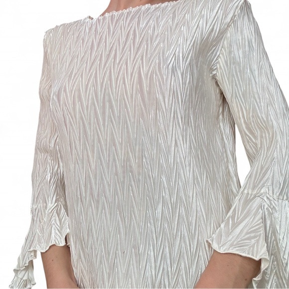 Vintage Fairycore Iridescent Off Shoulder Bell Sleeve Top - Picture 3 of 5